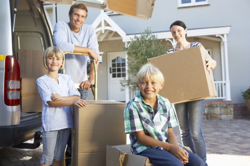 Packed boxes and furniture ready for transport during a Westwimbledon house move