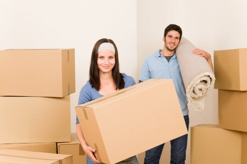 Commercial removal service with office furniture ready for transport