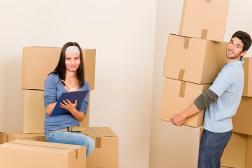 Packed household items prepared for West Wimbledon removals